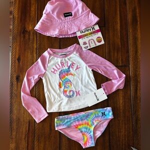 Hurley Kids Rashguard Set - Pink and Tie-Dye